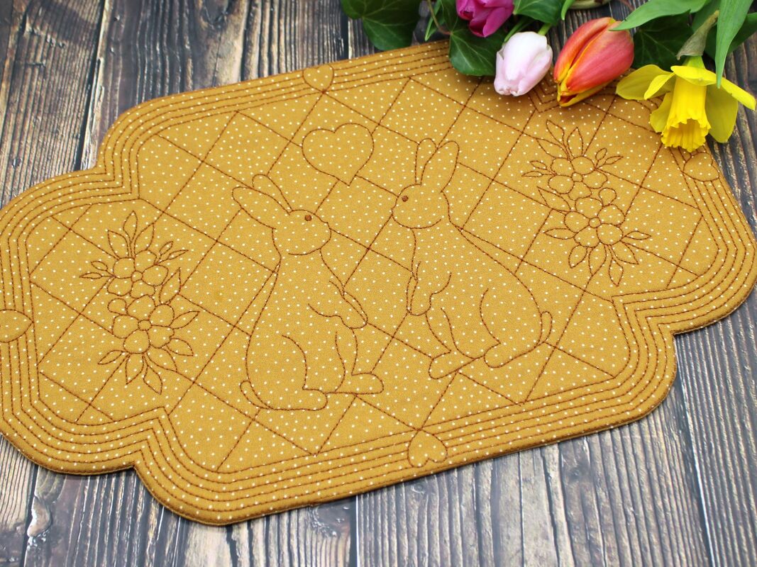 Stickdatei Untersetzer Quilt Optik Hase Ostern Frühling - Bild 5