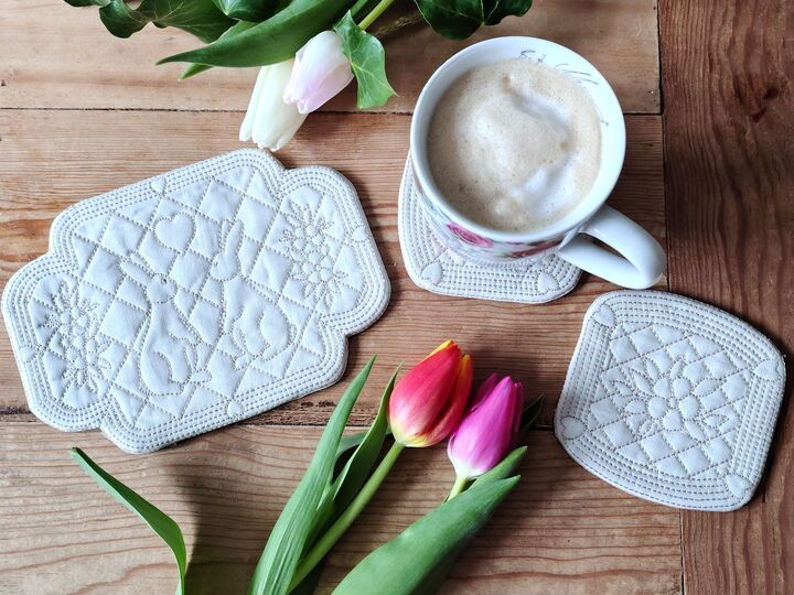 Stickdatei Untersetzer Quilt Optik Hase Ostern Frühling