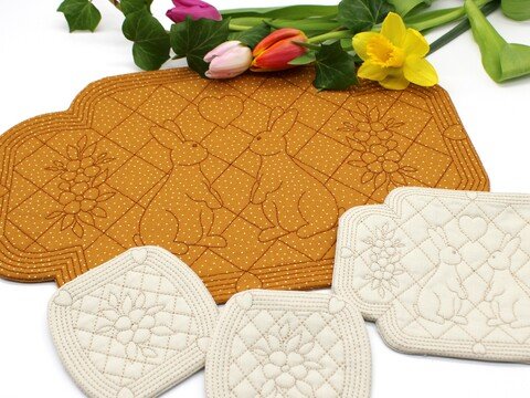 Stickdatei Untersetzer Quilt Optik Hase Ostern Frühling