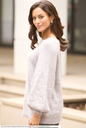 Raglanpulli top down mit Strukturmuster