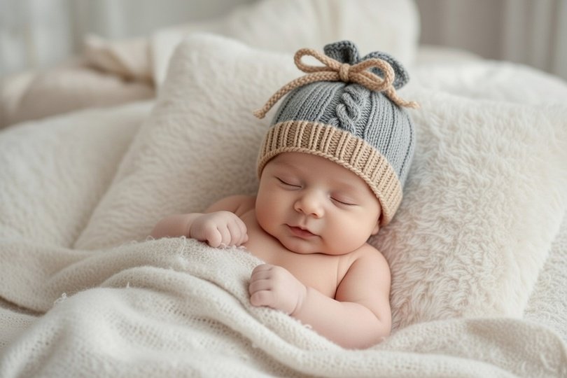 Strickanleitung Babymütze mit Zopf