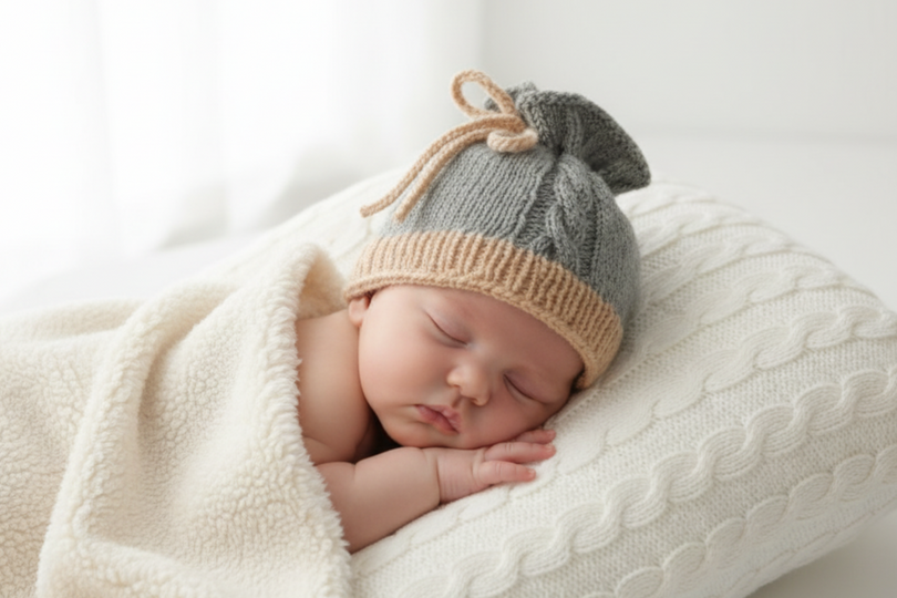 Strickanleitung Babymütze mit Zopf