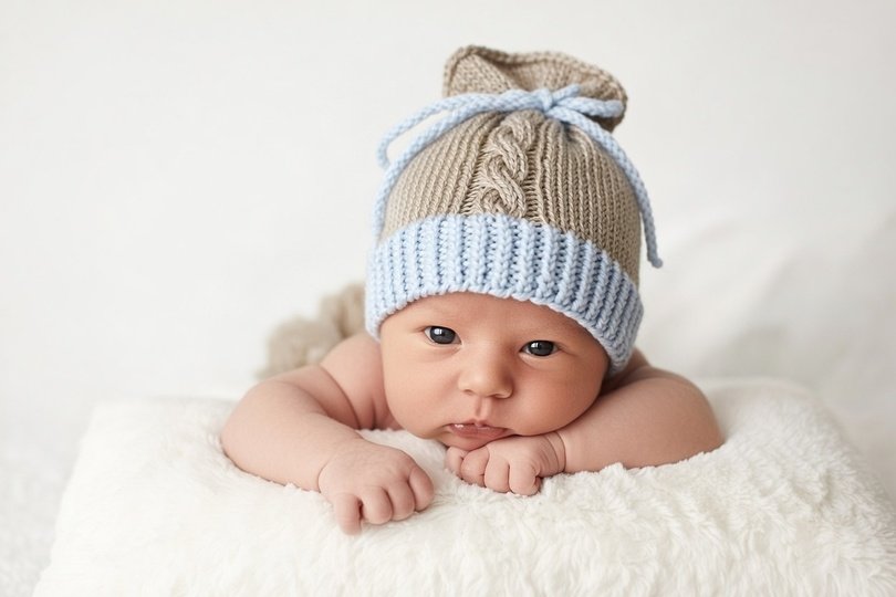 Strickanleitung Babymütze mit Zopf