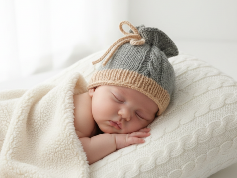 Strickanleitung Babymütze mit Zopf