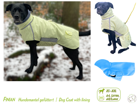 FINIAN Hundemantel Wintermantel gefüttert, XS-XXL, Nähanleitung+Schnitt