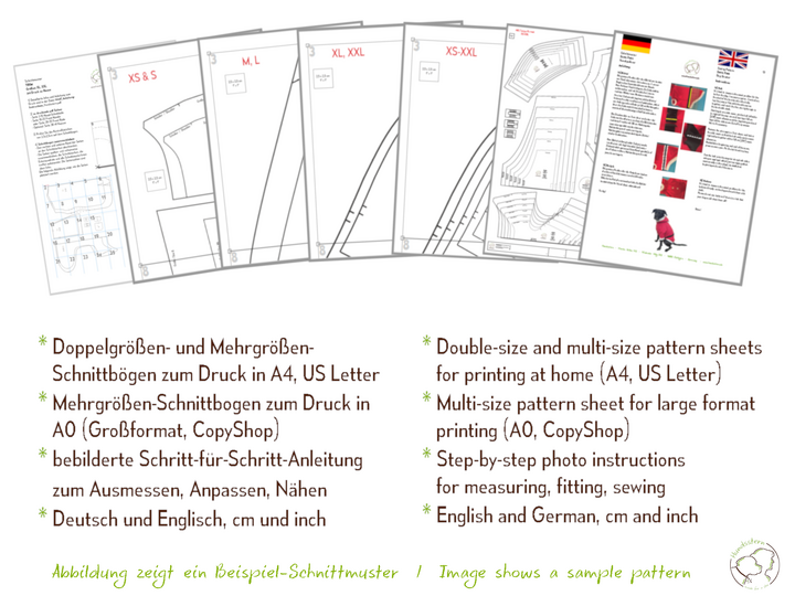FINIAN dog coat winter coat with lining, XS-XXL, sewing pattern