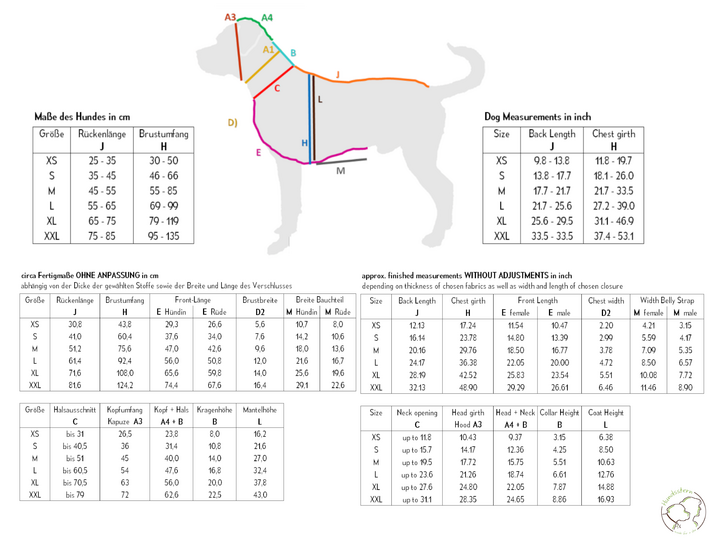 FINIAN dog coat winter coat with lining, XS-XXL, sewing pattern