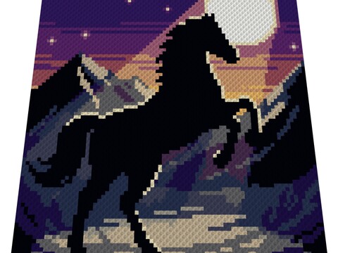 WILD STALLION - pattern for c2c crochet blanket