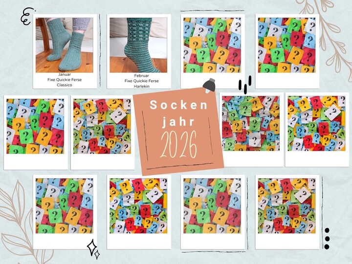 Sockenjahr 2026 - 12 Sockendesigns mit Fixen Quicky Ferse & Two Way Socke