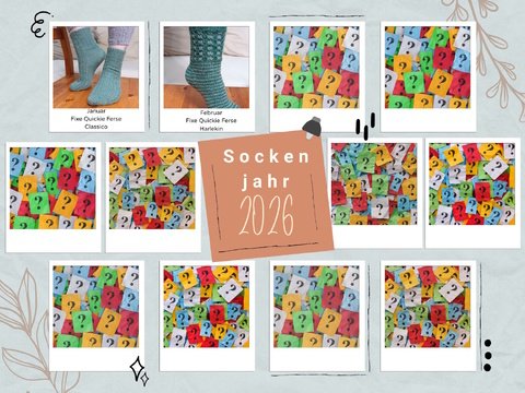 Sockenjahr 2026 - ein Jahr - 12 Sockendesigns