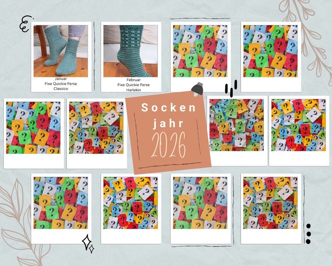 Sockenjahr 2026 - ein Jahr - 12 Sockendesigns