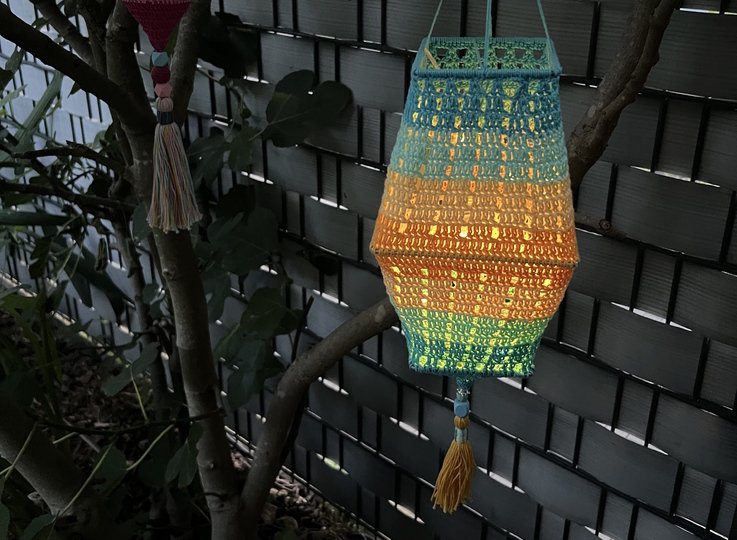 Boho Romance Lampion, Square shaped lantern Tutorial, Crochet Pattern