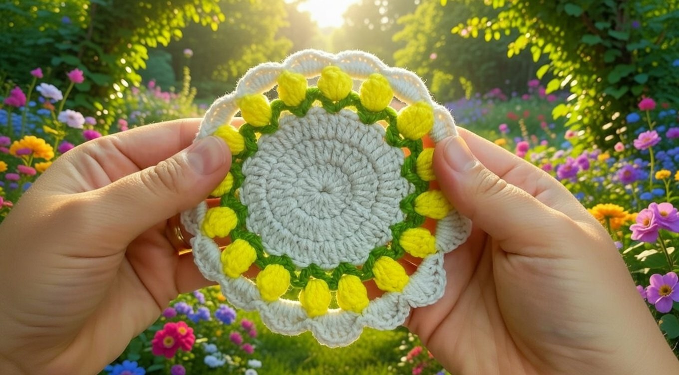 Crochet Round Coaster Pattern PDF + Video Tutorial Easy Beginner - Image 8