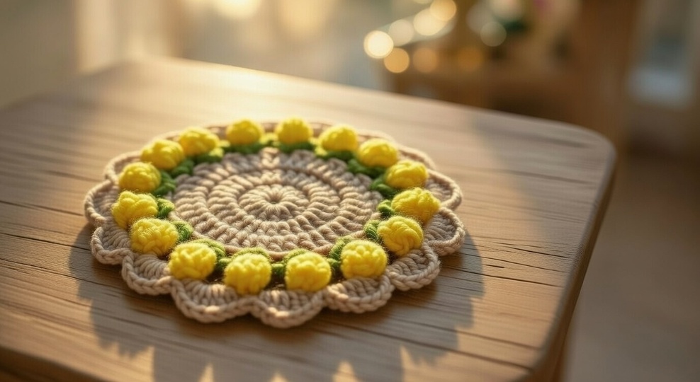 Crochet Round Coaster Pattern PDF + Video Tutorial Easy Beginner