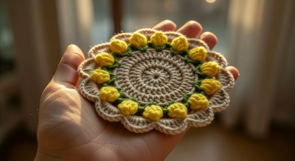 Crochet Round Coaster Pattern PDF + Video Tutorial Easy Beginner