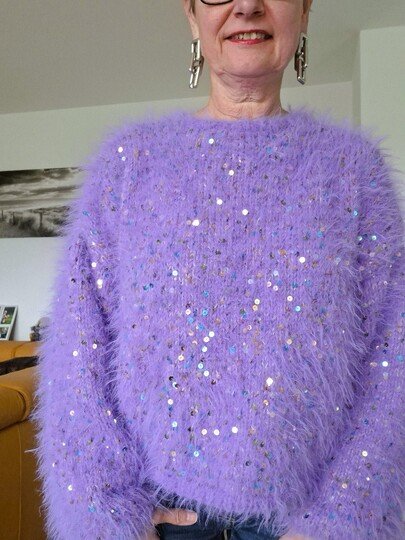 Strickanleitung Kuschelpullover mit Pailletten Gr. 36/38 (40/42)