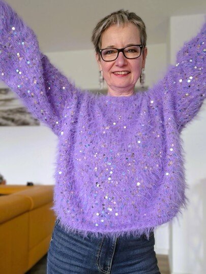 Strickanleitung Kuschelpullover mit Pailletten Gr. 36/38 (40/42)