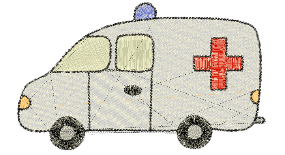 Krankenwagen Stickdatei für Stickmaschine