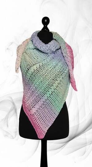 Tiella - asymmetrisches Tuch im Mustermix - quer gehäkelt - in 2 Größen