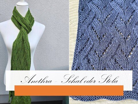 Anethra - eleganter Schal oder Stola im Wellenmuster, Stulpen, ohne Zöpfe