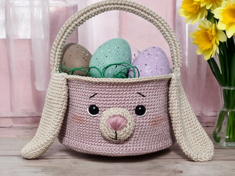 PDF Häkelanleitung Amigurumi  Osterkorb Hase Hopsi