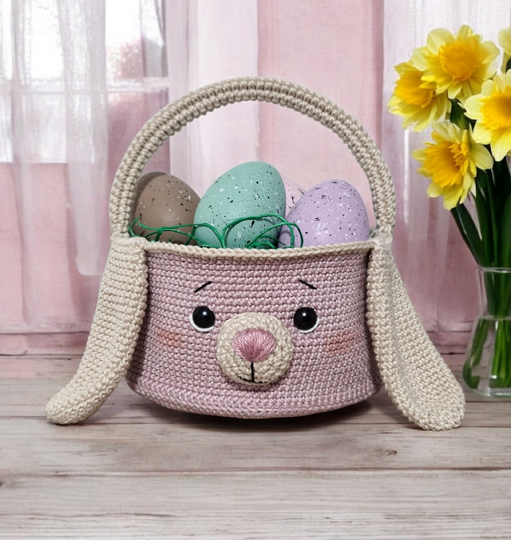 PDF Häkelanleitung Amigurumi  Osterkorb Hase Hopsi