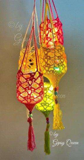 Häkelanleitung Lichtfänger Boho Deko hängendes Windlicht Glas