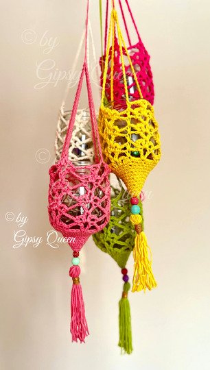 Häkelanleitung Lichtfänger Boho Deko hängendes Windlicht Glas