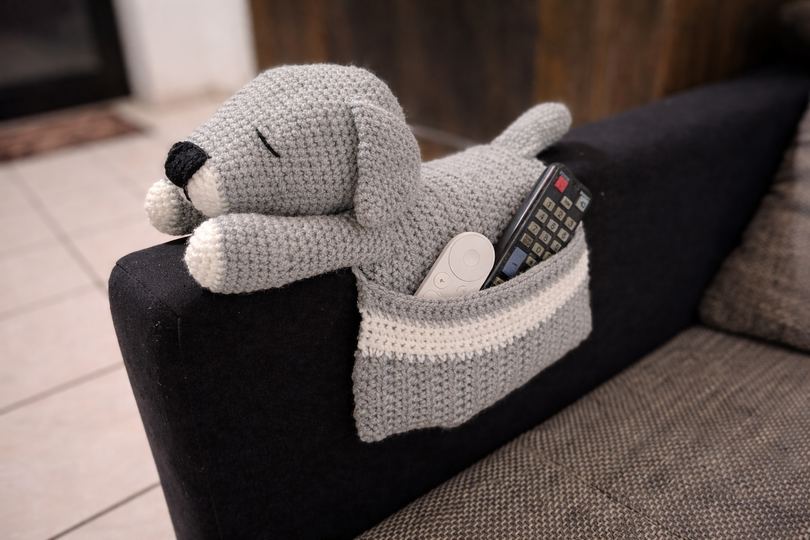 Häkelanleitung Couchorganizer Hund