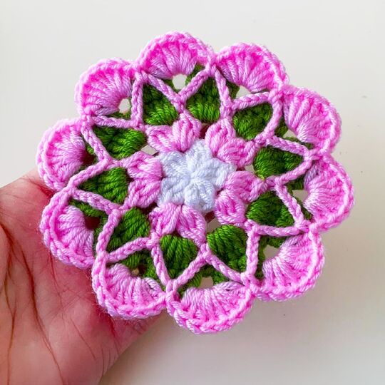 Soft Floral Form Crochet Motif Coaster Pattern PDF Tutorial Beginner