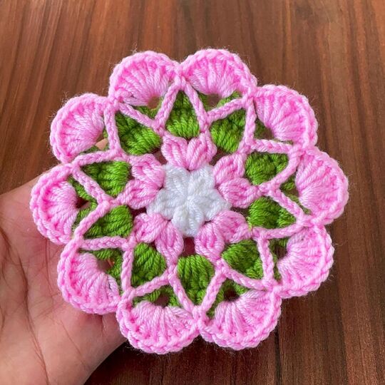 Soft Floral Form Crochet Motif Coaster Pattern PDF Tutorial Beginner