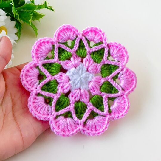Soft Floral Form Crochet Motif Coaster Pattern PDF Tutorial Beginner