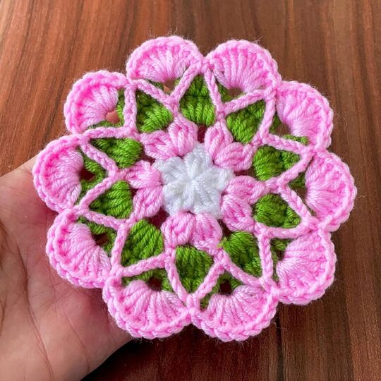 Soft Floral Form Crochet Motif Coaster Pattern PDF Tutorial Beginner