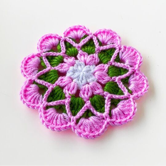 Soft Floral Form Crochet Motif Coaster Pattern PDF Tutorial Beginner