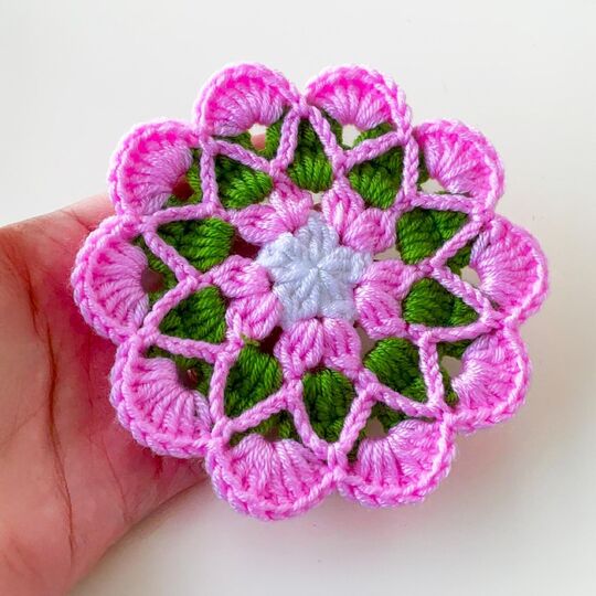 Soft Floral Form Crochet Motif Coaster Pattern PDF Tutorial Beginner