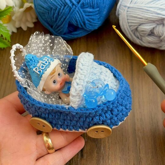 Tiny Baby Carriage Crochet Pattern PDF – Mini Stroller Decor