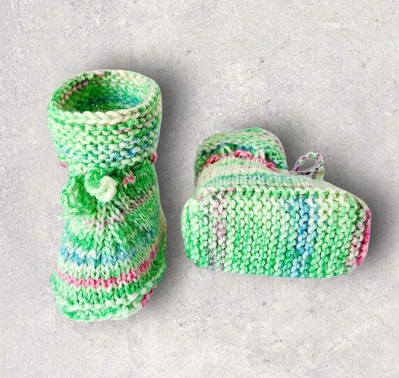 Strickanleitung Baby-Booties, Stiefelchen, Sohlenlänge ca. 10 cm  #366