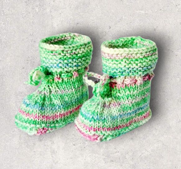 Strickanleitung Baby-Booties, Stiefelchen, Sohlenlänge ca. 10 cm  #366