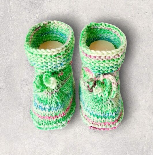Strickanleitung Baby-Booties, Stiefelchen, Sohlenlänge ca. 10 cm  #366