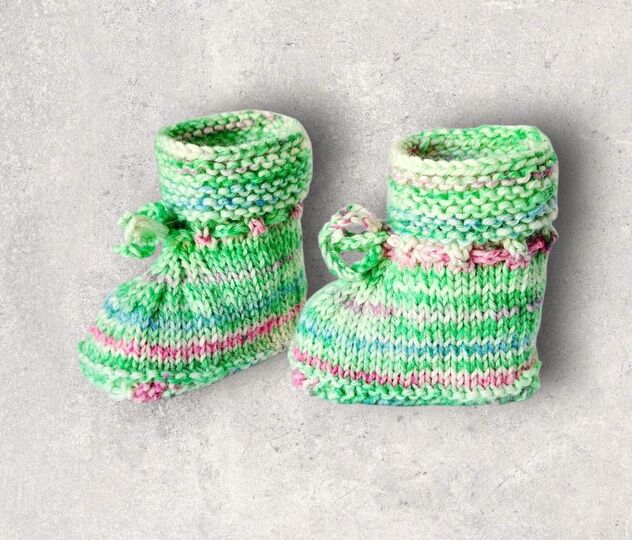 Strickanleitung Baby-Booties, Stiefelchen, Sohlenlänge ca. 10 cm  #366