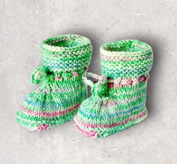 Strickanleitung Baby-Booties, Stiefelchen, Sohlenlänge ca. 10 cm  #366