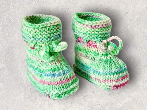 Strickanleitung Baby-Booties, Stiefelchen, Sohlenlänge ca. 10 cm  #366