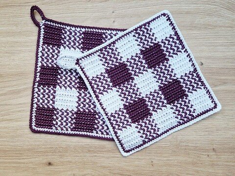 Häkelanleitung Topflappen "Kleinkariert"