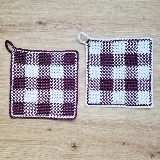 Häkelanleitung Topflappen "Kleinkariert"