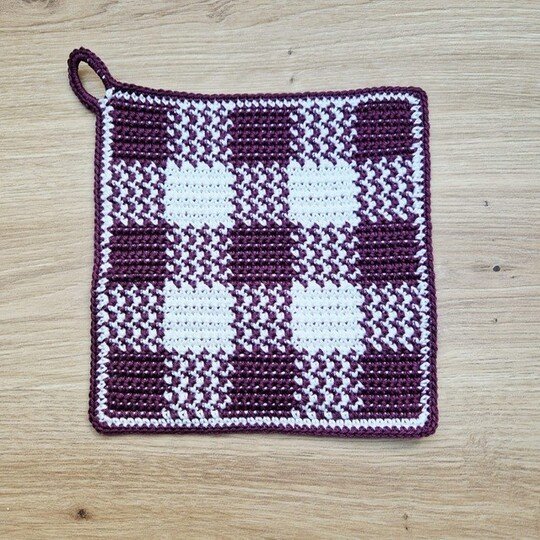 Häkelanleitung Topflappen "Kleinkariert"