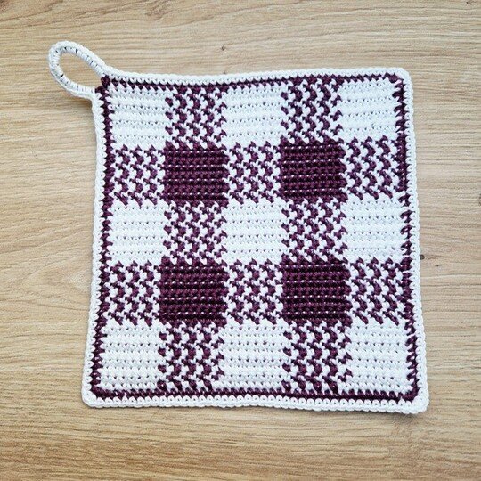 Häkelanleitung Topflappen "Kleinkariert"