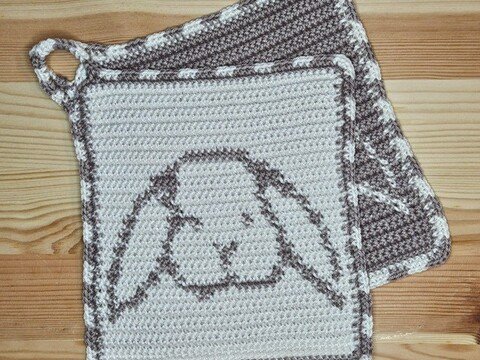 Häkelanleitung Topflappen "Hasenkopf"