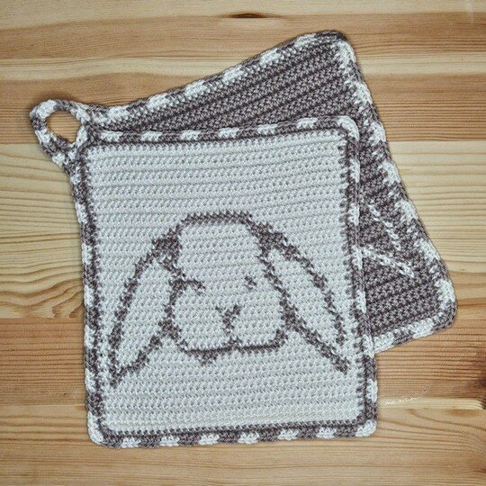 Häkelanleitung Topflappen "Hasenkopf"