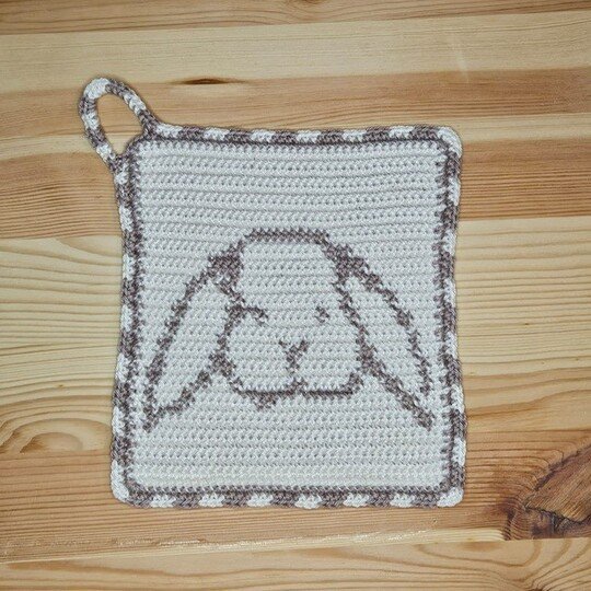 Häkelanleitung Topflappen "Hasenkopf"