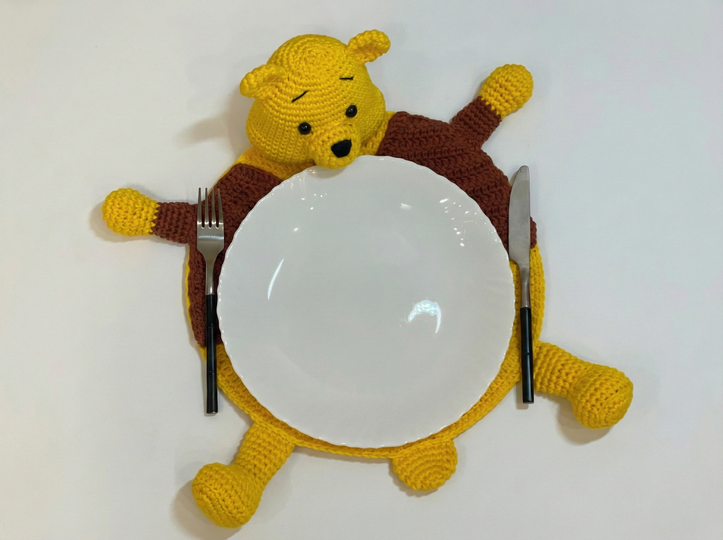 Crochet Pattern Pooh Bear Placemat for Baby Table Decor